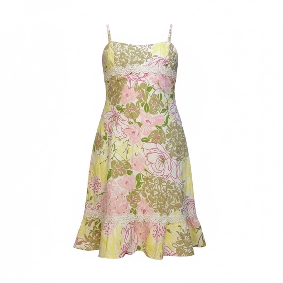 LILLY PULITZER Girls Size 16 Pink Green Floral Sundress - Picture 2 of 12